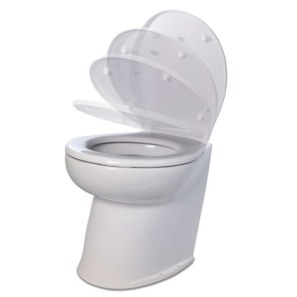 Jabsco Deluxe Flush 17in Angled Back 12V Raw Water Electric Marine Toilet w/Remote Rinse Pump, S 58220-3012 - main